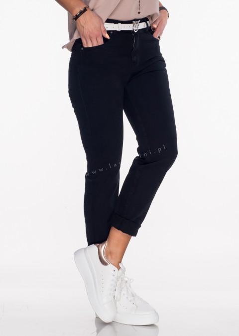 Włoskie spodnie slouchy jeans black