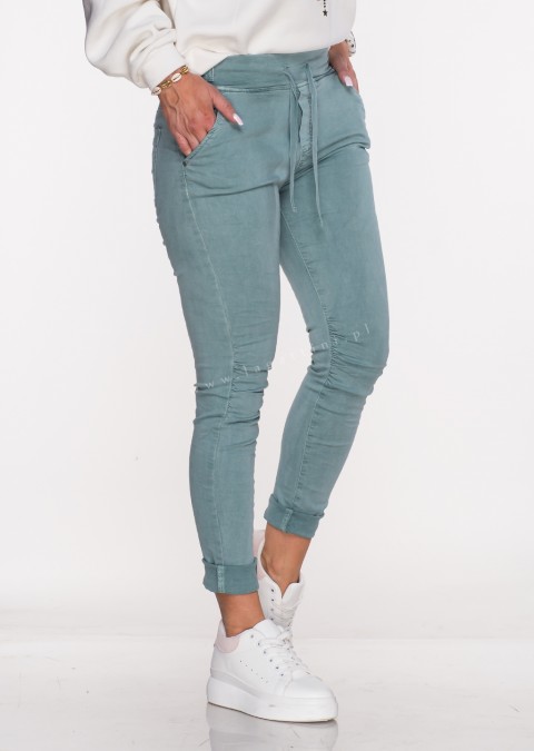 Włoskie spodnie jeansowe MILANO morskie /61