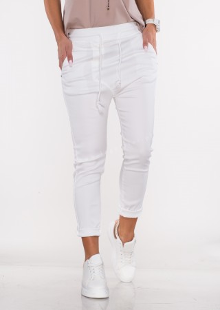 Włoskie spodnie CLADEN BAGGY białe