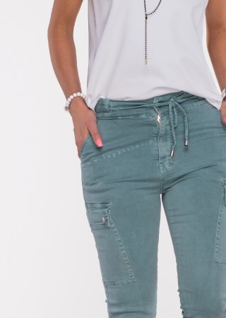 Włoskie jeansy Silver Buttons musztardowe