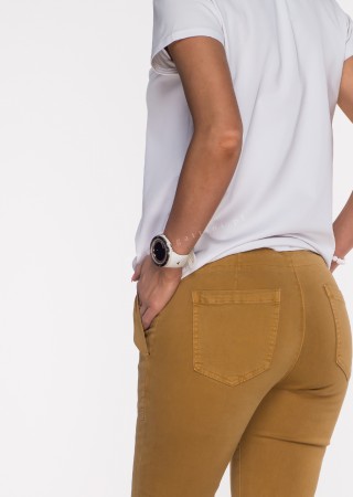 Włoskie jeansy BELLO OZDOBNY SZNUREK brązowe