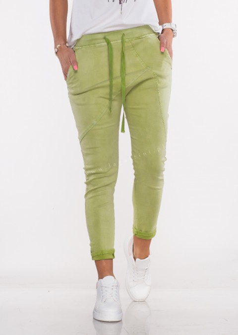 Włoskie spodnie jeanowe MILANO 2 jasny zielony /P17