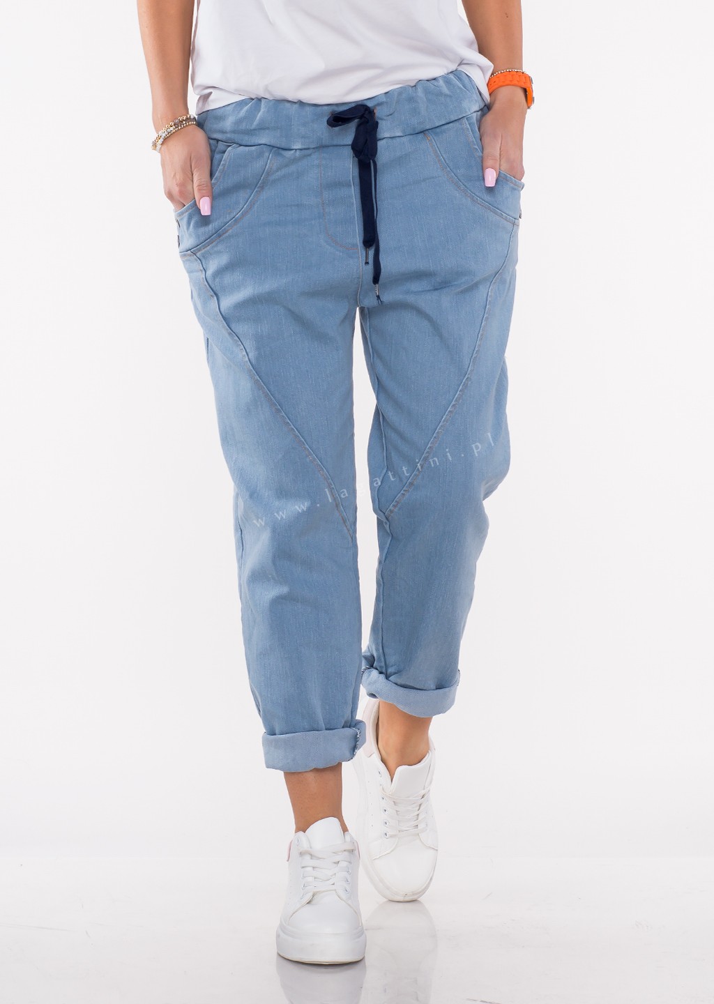 Włoskie jeansy BOYFRIEND jasny jeans