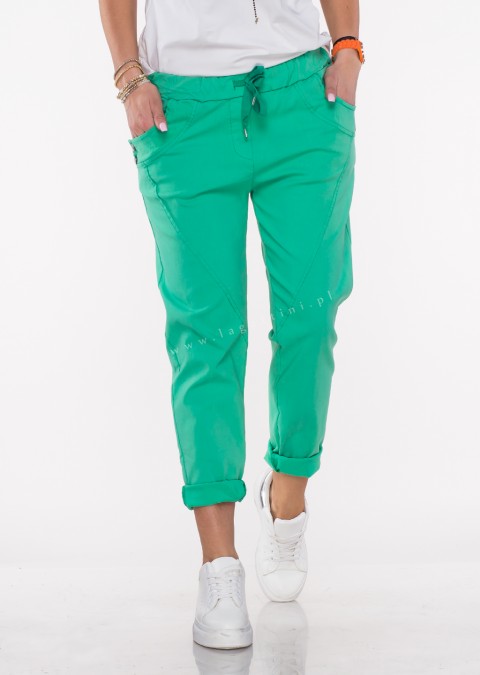 Włoskie jeansy BOYFRIEND zielone