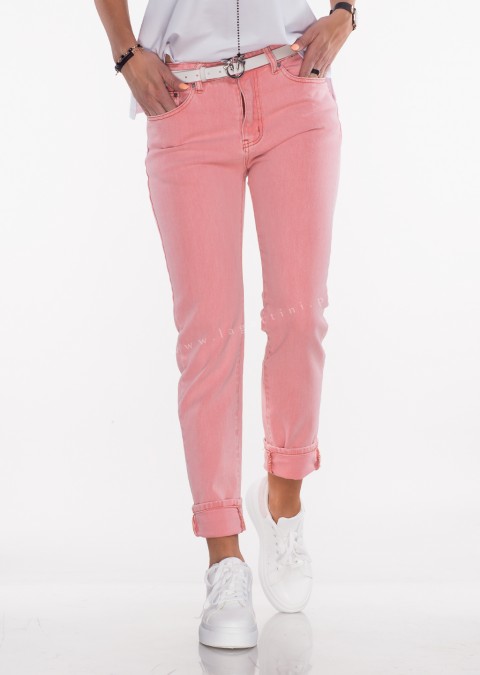 Włoskie spodnie slouchy jeans raspberry