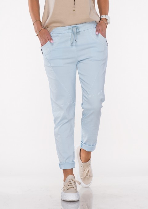 Włoskie jeansy BOYFRIEND jasny niebieski