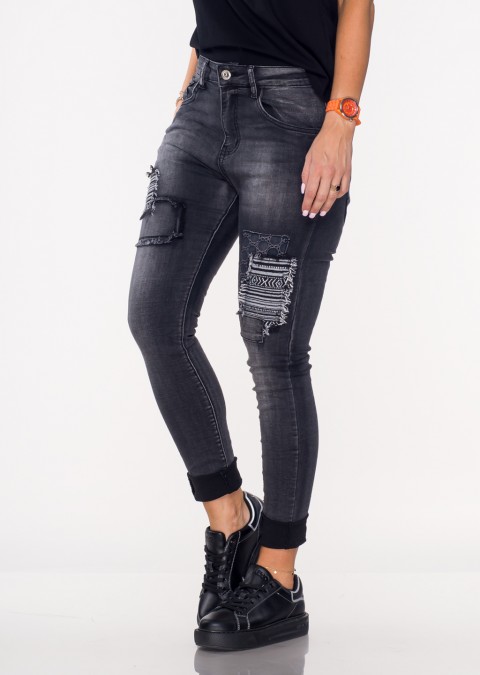 Włoskie jeansy VELETTO 3 czarne /7083