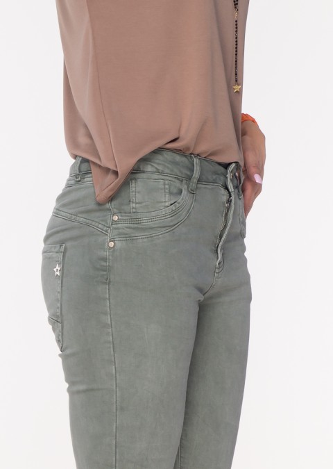 Włoskie jeansy ACELLO khaki /22119