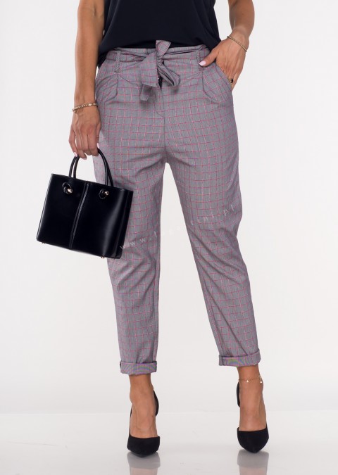 Włoskie eleganckie spodnie Office/Business Line szaro-różowe