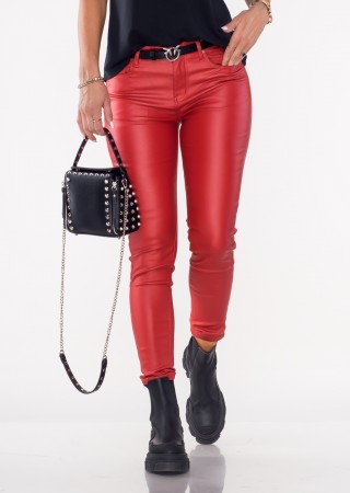 Włoskie spodnie CLASSIC 6688 woskowane czerwone /130