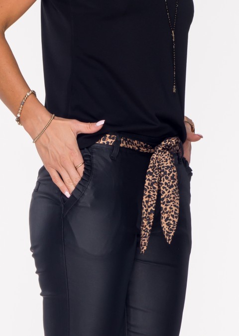 Włoskie woskowane spodnie LIVORNO + pasek czarne