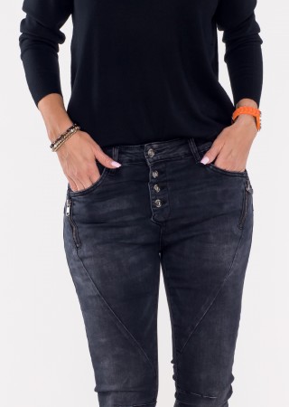 Włoskie jeansy PANZANO 4 czarne /22207