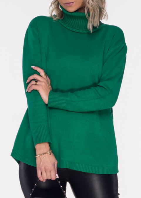 Włoski sweterek z golfem MANELLO 2 zielony /8001
