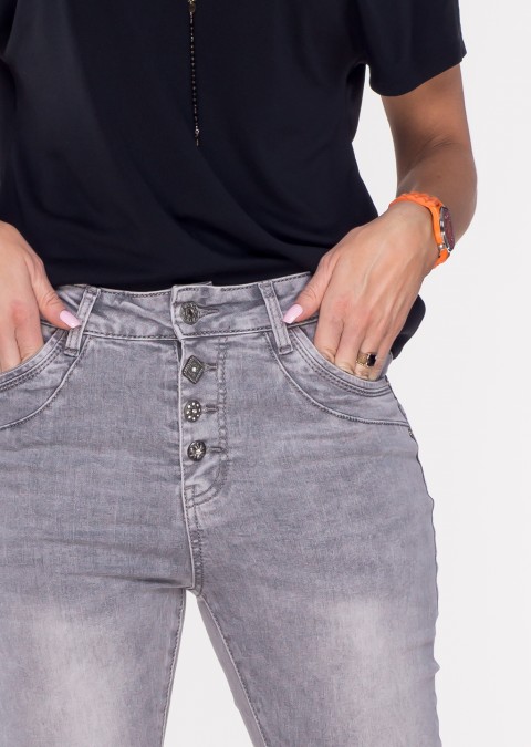 Włoskie jeansy JEWELLY szare /2306