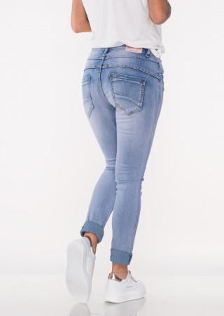 Włoskie jeansy PORITTO guziki jasny jeans /2328