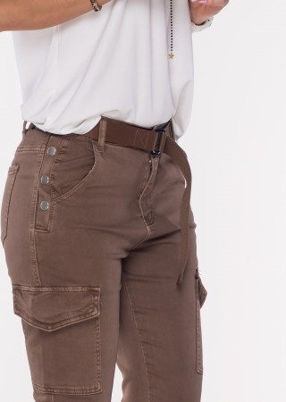 Włoskie spodnie Silver Buttons 2 + pasek brązowy /76