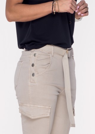 Włoskie spodnie Silver Buttons 2 + pasek jasny beżowy / 9