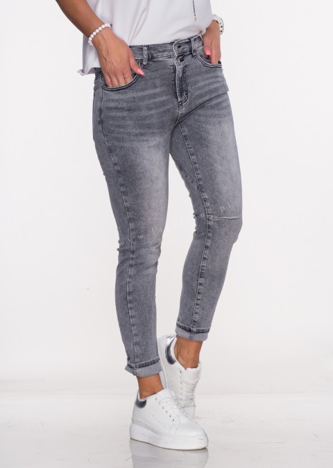 Włoskie jeansy FRASCATI 2 guziki szare /7216