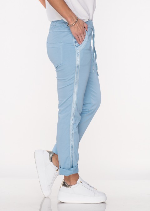 Włoskie spodnie dresowe SORRENTINO niebieskie lampas kieszonka /7307