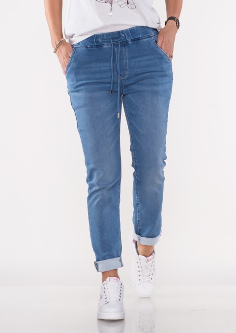 Włoskie jeansy FROSINELLO sznurek /9155