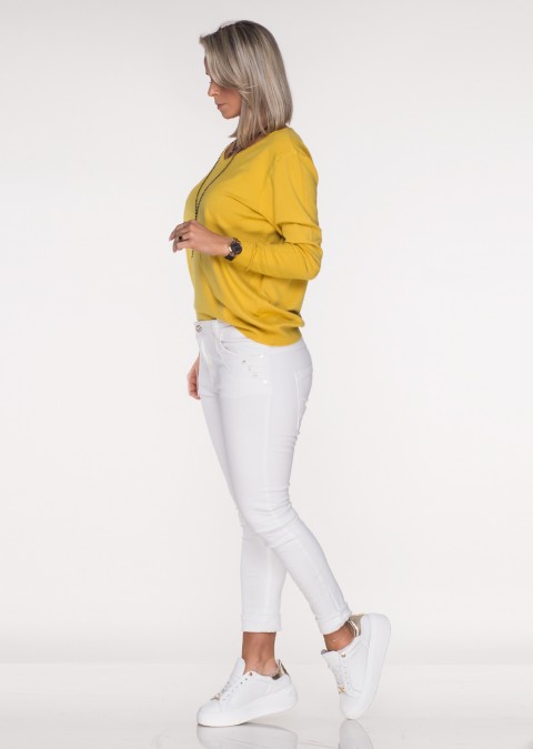Włoski sweterek CLASSICO v_neck żółty /9003