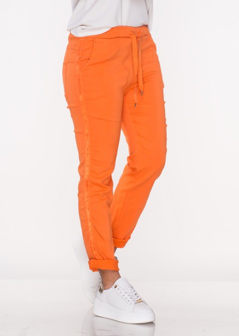 Włoskie spodnie dresowe SORRENTINO 2 lampas pomarańczowe