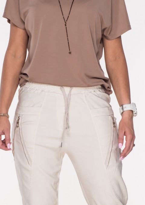 Włoskie spodnie BERGAMO BOYFRIEND SILVER ZIP fioletowe /7591