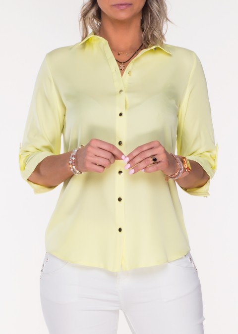 Klasyczna koszula GABRIELL EMG pastelowy żółty