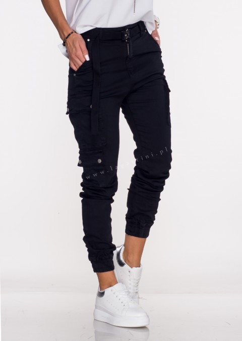 Włoskie jeansy BAGGY LIMITED + pasek czarne