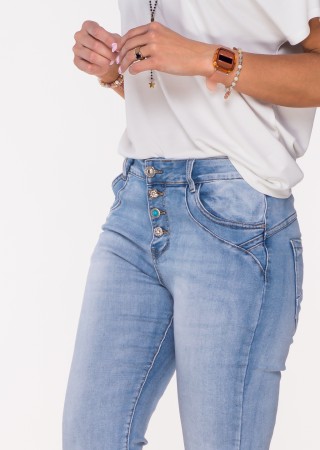 Włoskie jeansy FIORANELLO długość 3/4 jasny jeans /2367