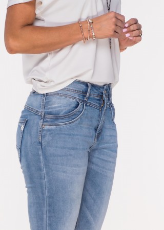 Włoskie jeansy MANITTO długość 3/4 blue /22181