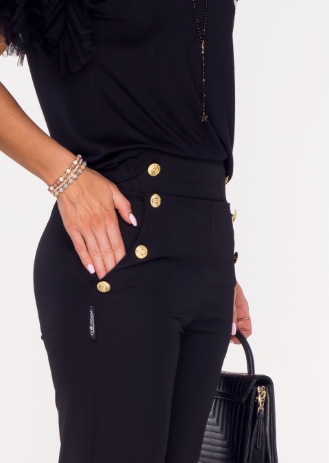 Spodnie MINOUU PREMIUM biżuteryjne guziki czarne