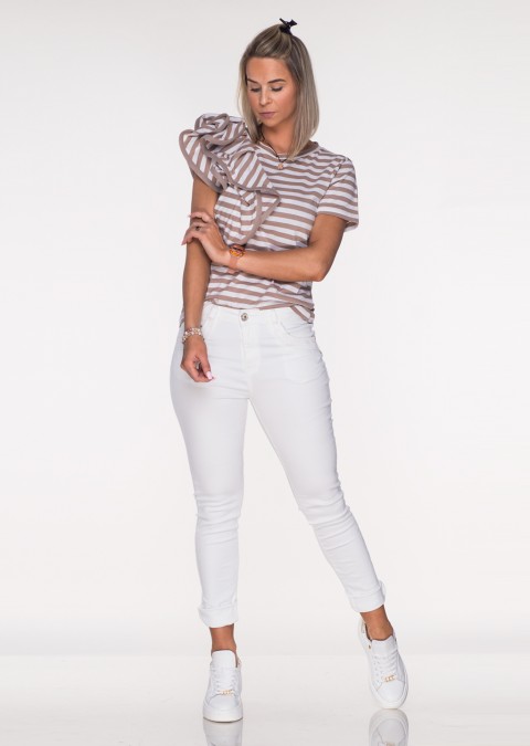 Bluzka Stripes BLM beżowo-biała