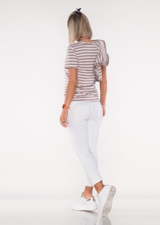 Bluzka Stripes BLM beżowo-biała