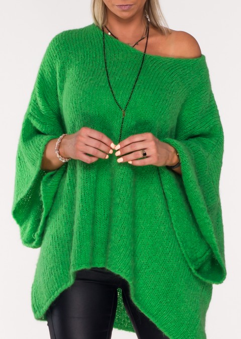 Włoski sweterek ROCKNILLO miękka dzianina moher zielony