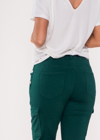 Włoskie spodnie Silver Buttons 2 + pasek zielony