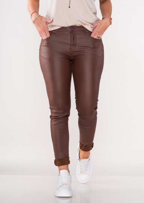 Włoskie spodnie CLASSIC 6688 woskowane brązowe /126