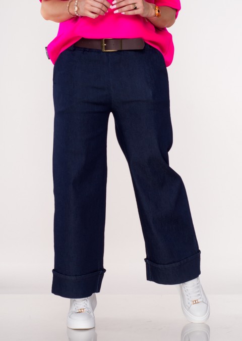Włoskie jeansowe spodnie VENTARIO ciemny denim + pasek