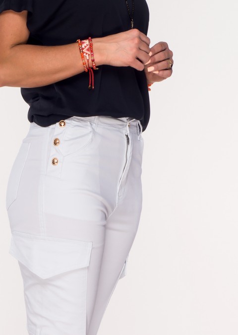 Spodnie JOGGERY Buttons białe