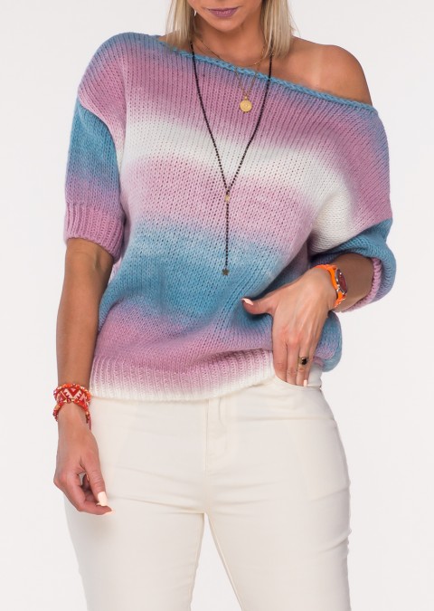 Sweterek MINOUU OMBRE różowo-niebieski