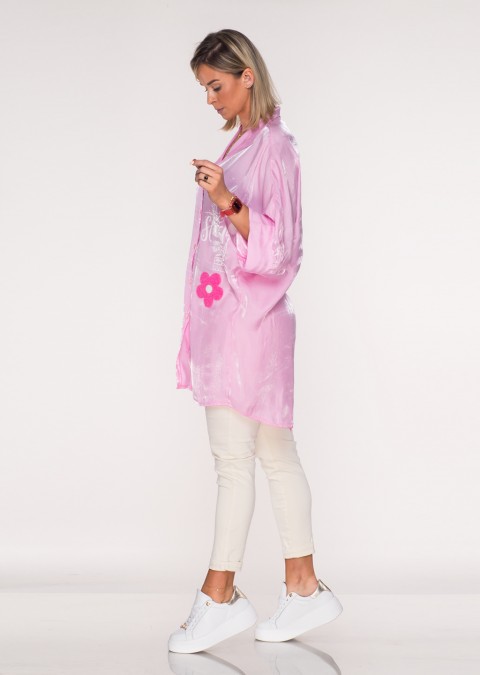 Włoska koszula RELLA z wiskozy różowa