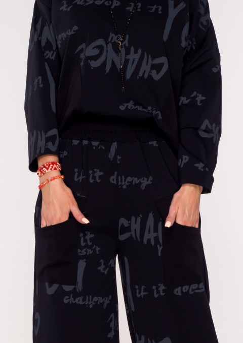 Włoskie spodnie dresowe BARI WRITINGS czarne