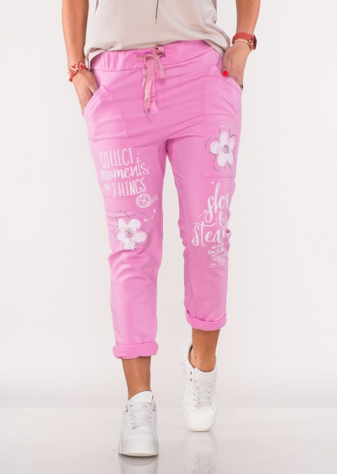 Włoskie spodnie dresowe MORELLI różowe