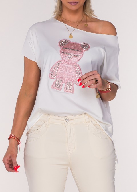 T-shirt MINOUU Icon Bear kremowy