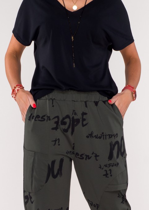 Włoskie spodnie dresowe MARTELLO WRITINGS khaki