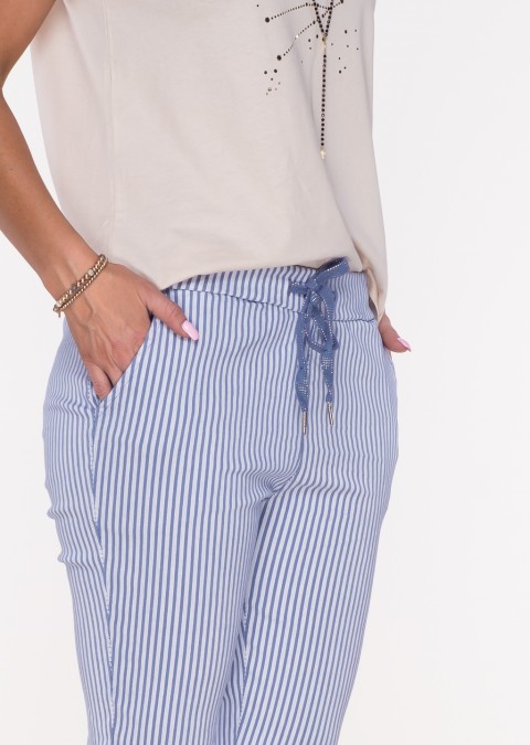 Włoskie spodnie GENUA paski niebieskie