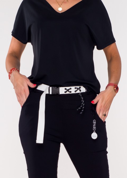 Włoskie spodnie ICEBLANC czarne + pasek