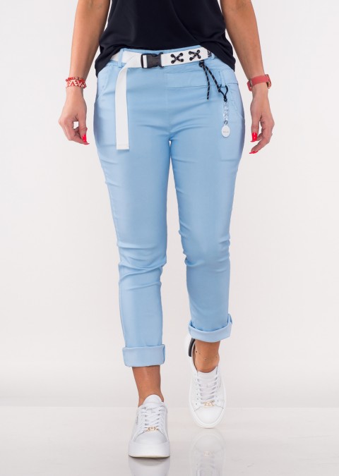 Włoskie spodnie ICEBLANC niebieski + pasek