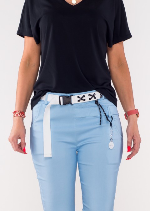 Włoskie spodnie ICEBLANC niebieski + pasek