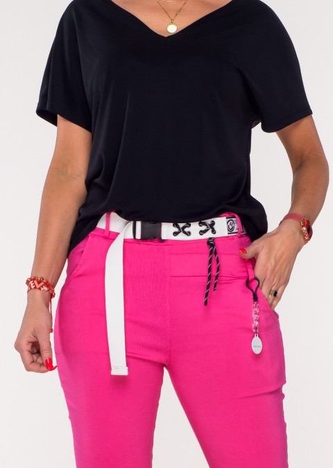 Włoskie spodnie ICEBLANC różowy + pasek